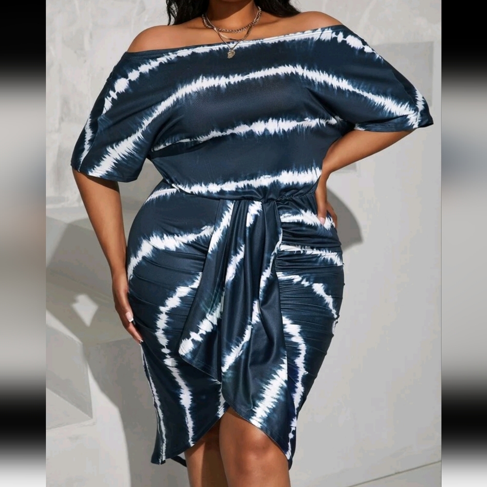 Nautical cruise wear off shoulder dress 14/16